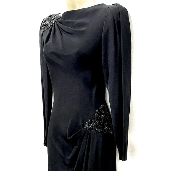 Vintage Lillie Rubin Black Embellished Cocktail Dress 8 10 - Picture 3 of 4